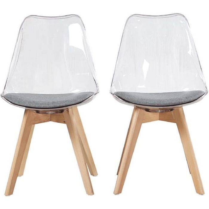 Lot De 2 Chaises Scandinaves Transparentes Achat Vente Pas Cher