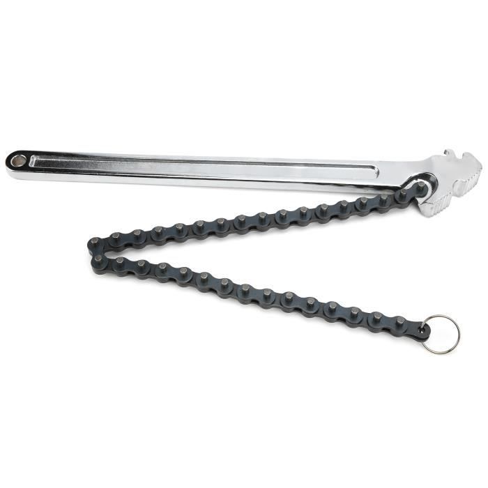 AERZETIX C47244 Clé à Chaîne Double Filtre à Huile 230mm - Réglable 60-115mm Acier Cr-V