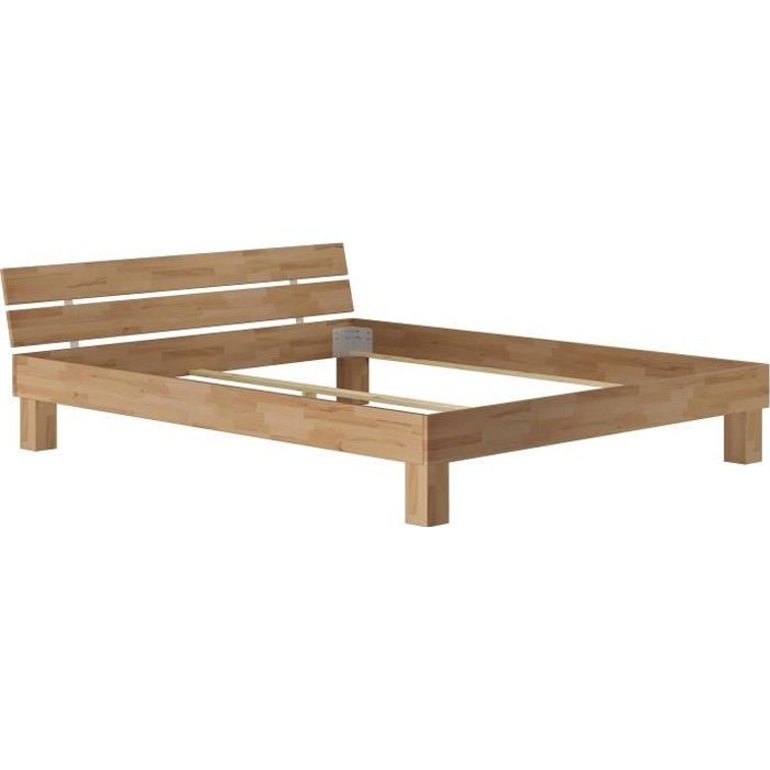 60 86 18or cadre de lit adulte moderne en hetre massif naturel huile 180x200 cm sans sommier ni matelas cdiscount maison