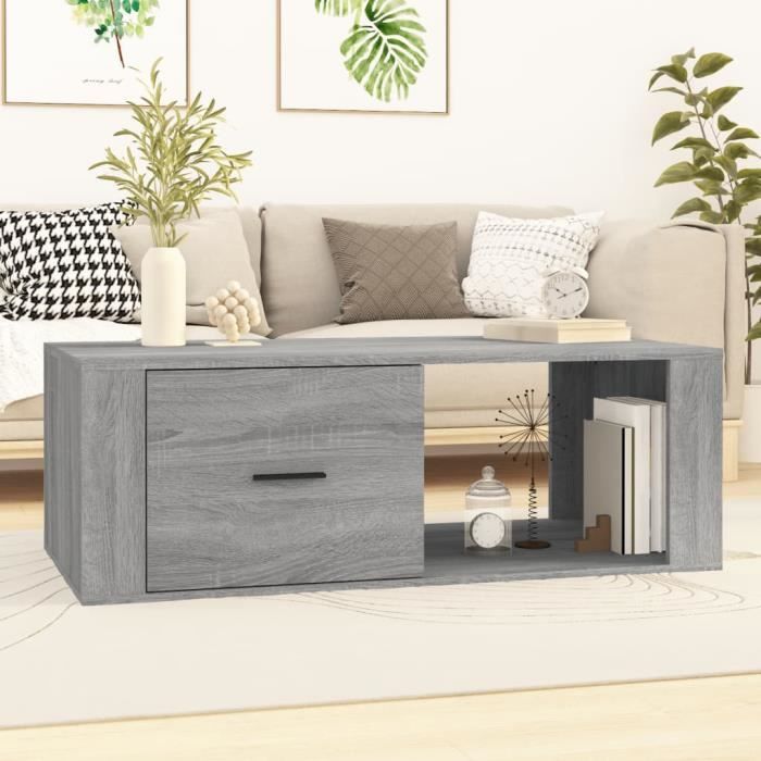 famirosa table basse sonoma gris 100x50,5x35 cm bois d'ingénierie-542