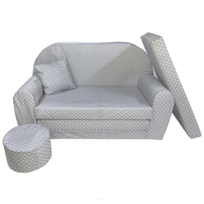 Sofa enfant convertible - FORTISLINE - Gris - 3 ans - Microfibre - Mixte - Enfant