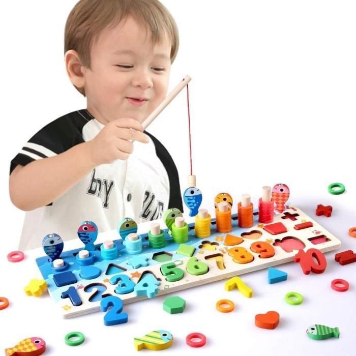 Jouet Montessori Mathematiques Bebe 1 3 Ans Jeux Educatif Puzzles En Bois Cdiscount Jeux Jouets