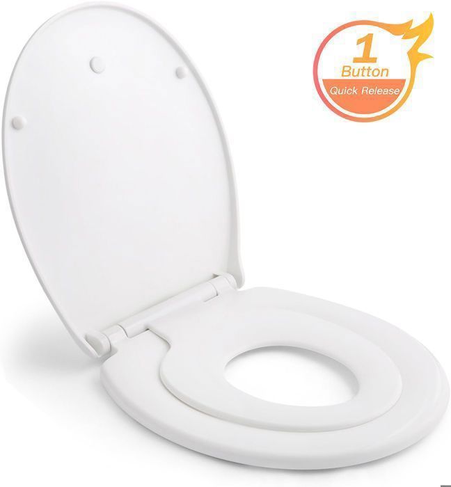 Abattant WC, Himimi Lunette WC avec Fermeture en Douceur, Abattant WC avec  Frein de Chute, Cuvette Toilette avec Dégagement Rapide à un Bouton et  Charnière Réglable, Cuvette WC en Forme de O 