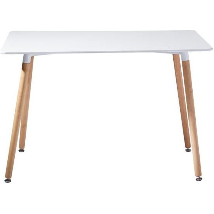 HJ STORE Table à Manger Rectangulaire en Bois Salle à Manger Scandinave Simple Table en bois à quatre pieds 110*70*73cm -Blanc