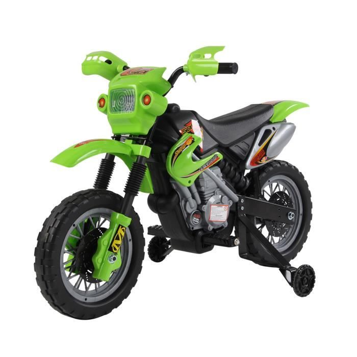 moto cross électrique pour enfants à partir de 3 ans 6v avec phares, klaxon et musiques - homcom