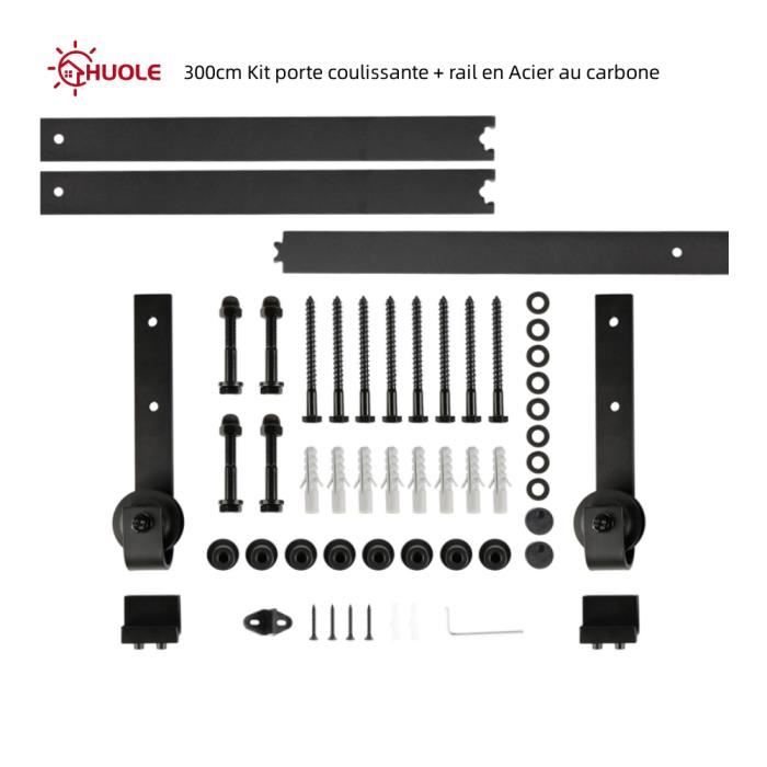 Rail De Porte Coulissante En Acier 1,60 M – Noir Mat – Neuf Pour Installation Facile