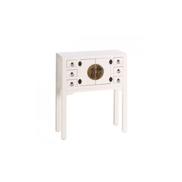 Console en bois blanc à motifs 6 tiroirs 2 portes métal ORIENTE - IXIA - Contemporain - Design