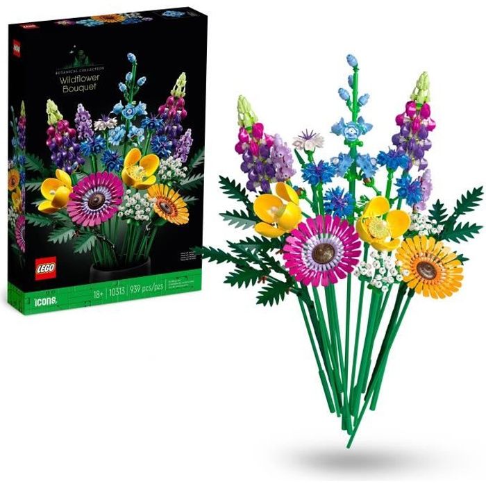 LEGO® Icons 10313 Bouquet de Fleurs Sauvages Plantes Artificielles avec Coquelicots pour Adultes