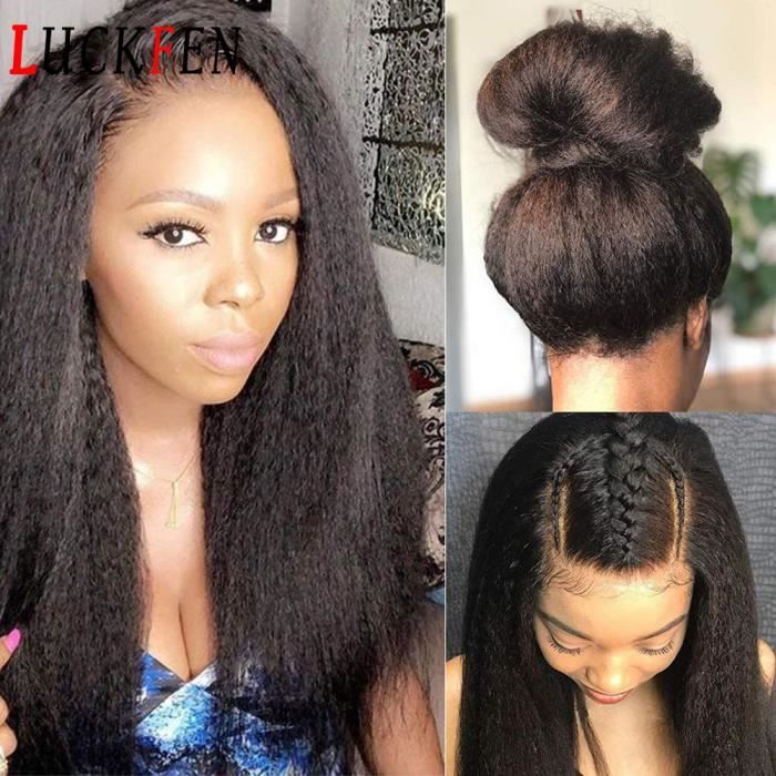 LUCKFEN Perruque Bresilienne Lace Frontal Wig Cheveux Humains