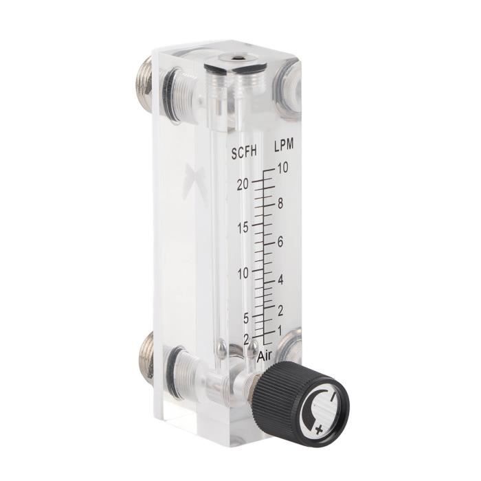 Débitmètre LZQ-7 1-10 LPM Avec Vanne De Régulation - Mesure Précise Gaz/Air/Oxygène - Raccord 8 Mm - Industrie Et Usage Pro