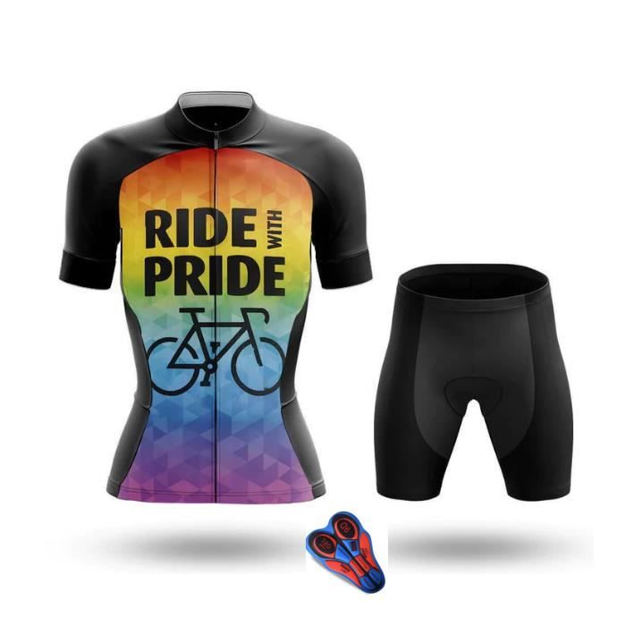 Ride With Pride Maillot Cyclisme Tenue de Cycliste Femme Manches