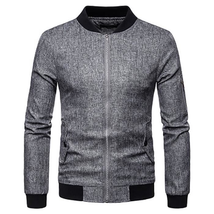 Veste de marque hommes Col rond mode Veste homme Couleur unie simplicite Sweatshirt homme Epargne Gris gris Cdiscount Pret a Porter