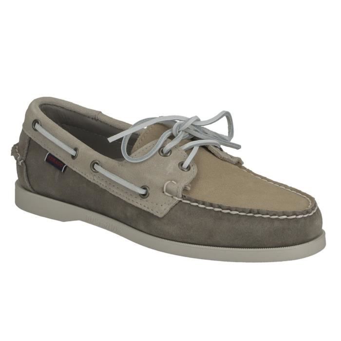 Chaussure bateau Sebago Dockside Portland JIB en daim beige - Homme - Cuir