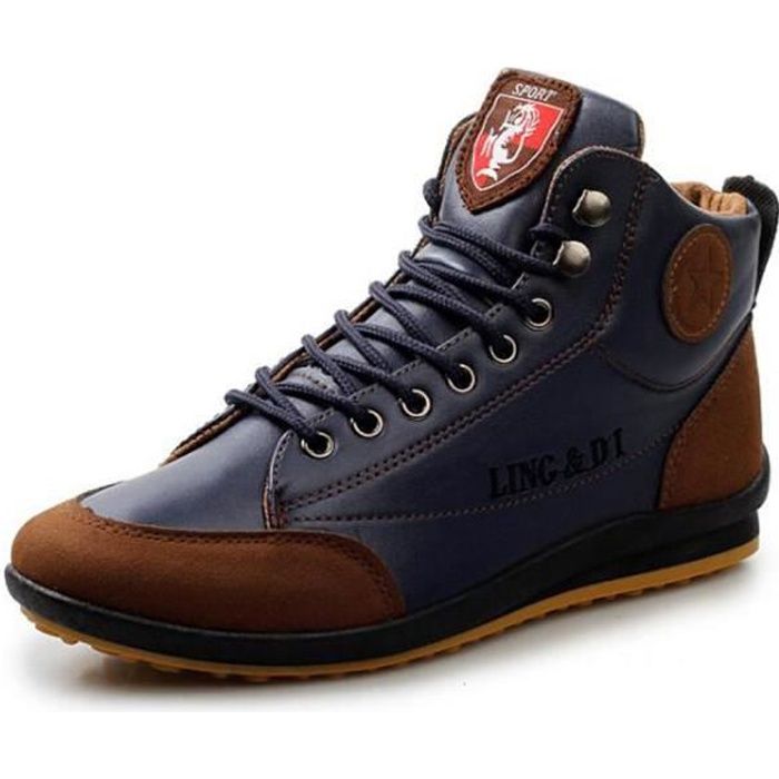 Chaussures Montantes Homme Marque Mod le Bleu Plat Cuir