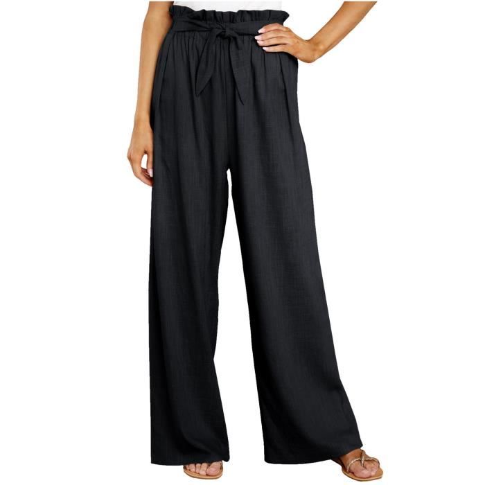 Pantalon Femme à Jambe Large Rayé - Taille Élastique Avec Cordon - Confy Et Tendance - Polyester