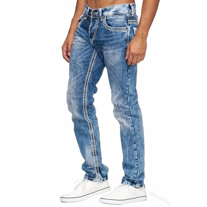 Jeans hommes slim taille haute pour homme coupe Blue Cdiscount PrêtàPorter