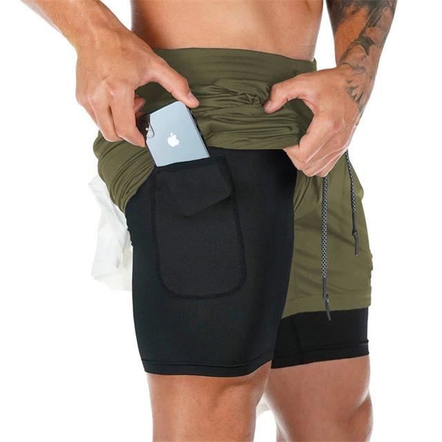 Short De Sport 2 En 1 Homme - Avec Poches Intégrées | Léger, Respirant | Parfait Course, Gym, Fitness