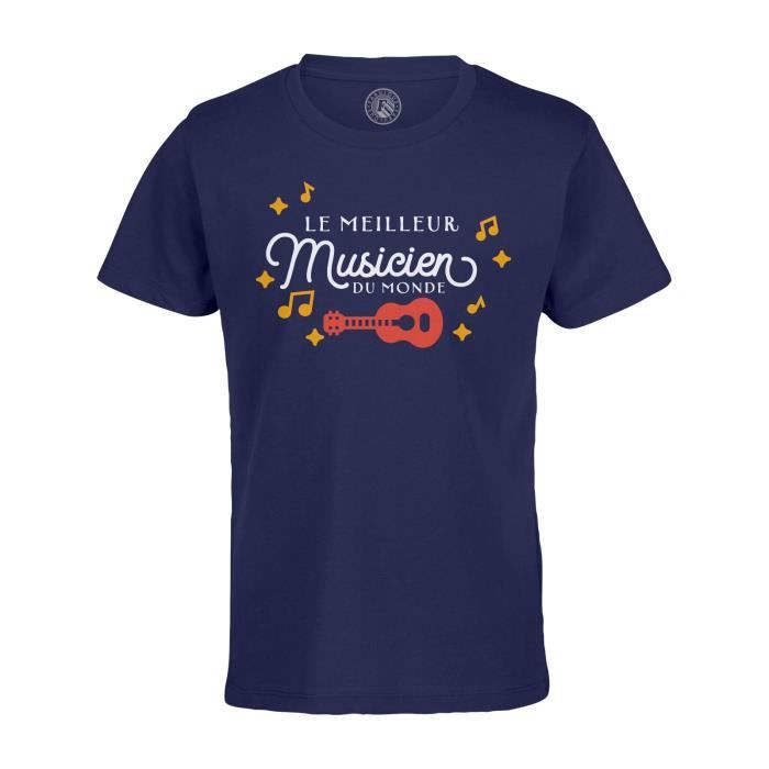 T shirt Enfant Bleu Le Meilleur Musicien du Monde Musique Guitare Rock Classique Instrument