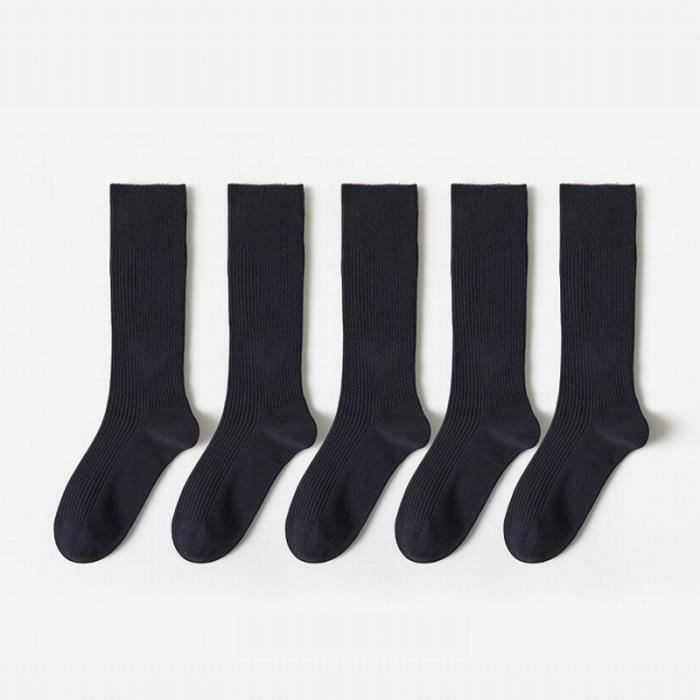 Lot de chaussette longues femme 5 paires Chaussettes mi-longues en coton de  couleur unie Noir*5 Noir - Cdiscount Prêt-à-Porter