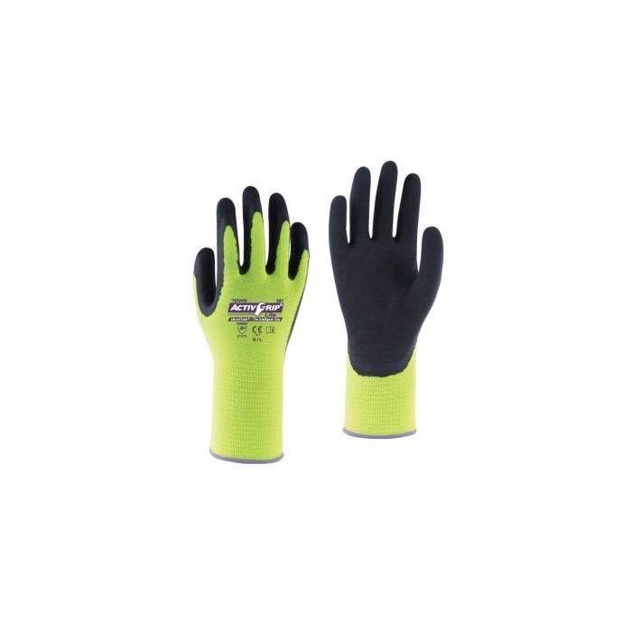 gants de jardinage - towa - activgrip lite 397 - latex et polyester - jaune