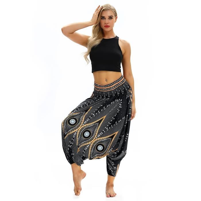 Femme Sarouel Pantalons Bouffants Ethnique Noir Noir Cdiscount