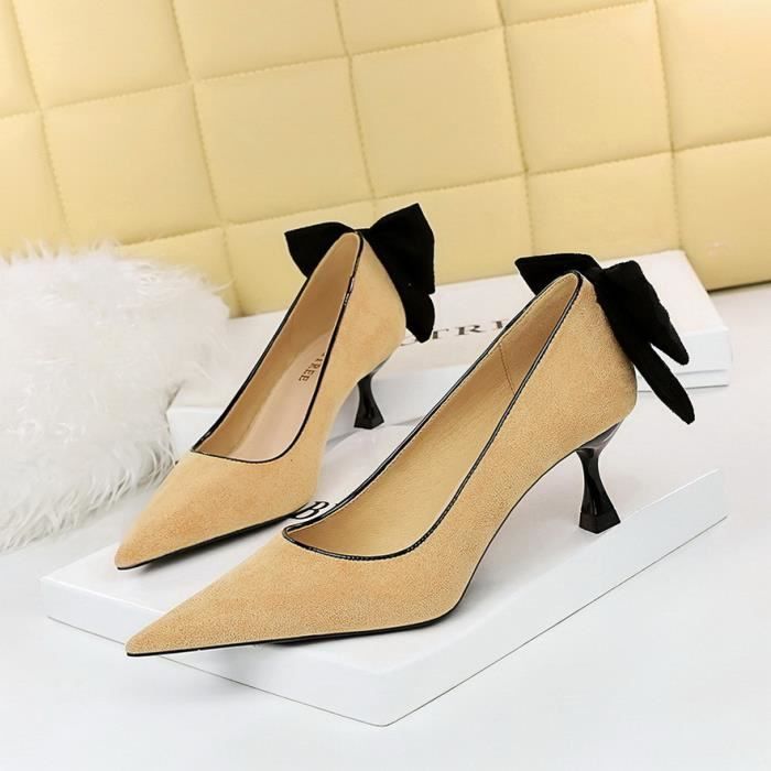 Escarpin marron top bout rond