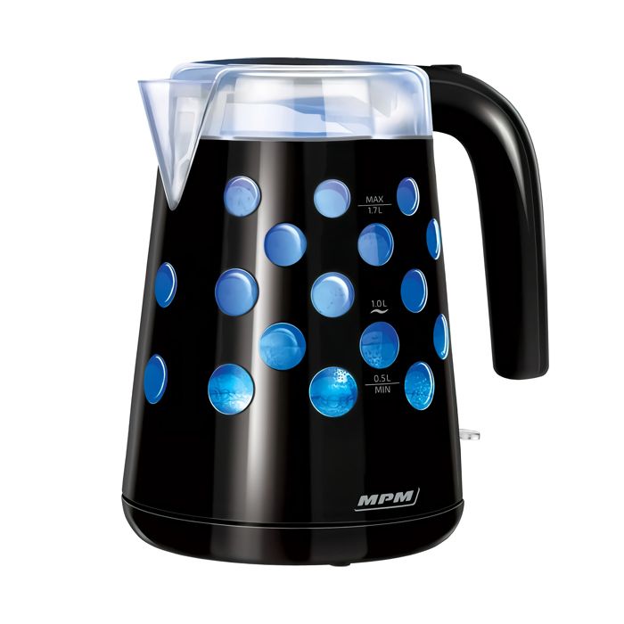 Bouilloire électrique rétro-éclairée 1 7 L sans fil filtre anti-calcaire MPM MCZ-86 2200W Noir Bouilloire électrique rétro-éclairée 1 7 L sans fil filtre anti-calcaire MPM MCZ-86 2200W Noir