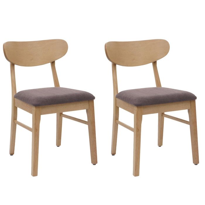 Lot de 2 chaises de salle à manger HWC-M59 chaise de cuisine tissu/textile bois massif - structure claire taupe Lot de 2 chaises de salle à manger HWC-M59 chaise de cuisine tissu/textile bois massif - structure claire taupe