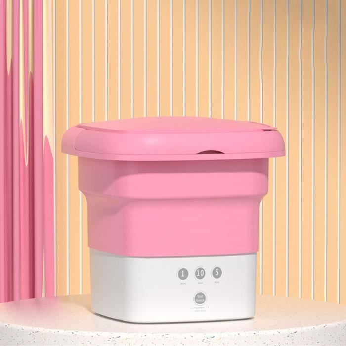 Mini Machine à Laver Pliable 12L Rose - Portable Pour Bébé, Sous-Vêtements, Camping