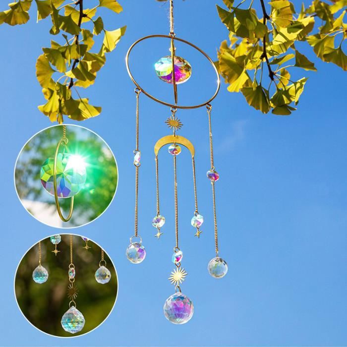 bleu)Attrape-soleil en cristal avec pendentif en forme de colibri -  Décoration arc-en-ciel pour