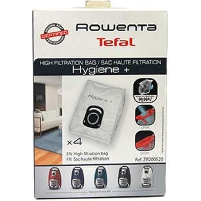 Boîte de 4 sacs d'hygiène + Silence Force pour aspirateur Rowenta ZR200520 - Accessoires pour aspirateur