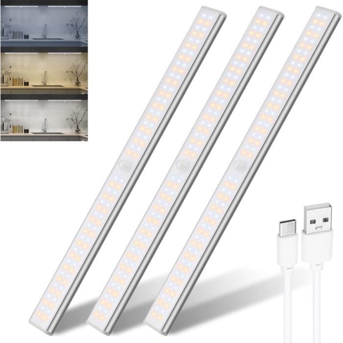 Lampe De Placard LED Rechargeable USB-C - 50 LED Dimmable, Détecteur De Mouvement, Magnétique/Adhésive - Pour Armoire, Cuisine, Escalier - 4