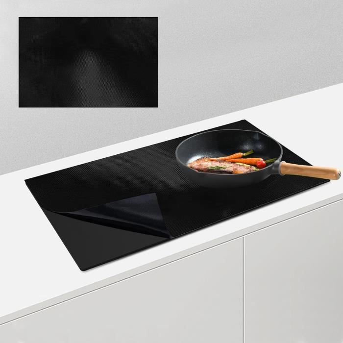 Tapis Protection Plaque Induction TMK ArtDeko 30x52cm - Anti-Rayures Et Isolation - Motif Tomate Noir - Vinyle