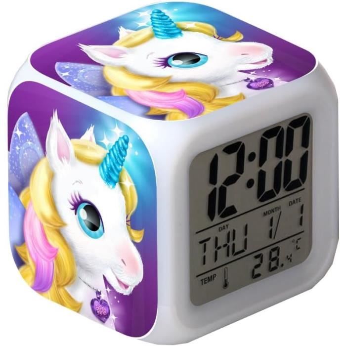 Réveil Numérique Silicone Pour Enfant - Avec Veilleuse, Snooze, Antichoc (Violet)