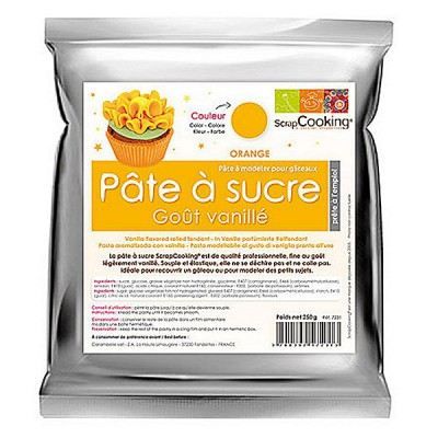 Pâte à sucre arômatisée vanille - Orange - 250 g