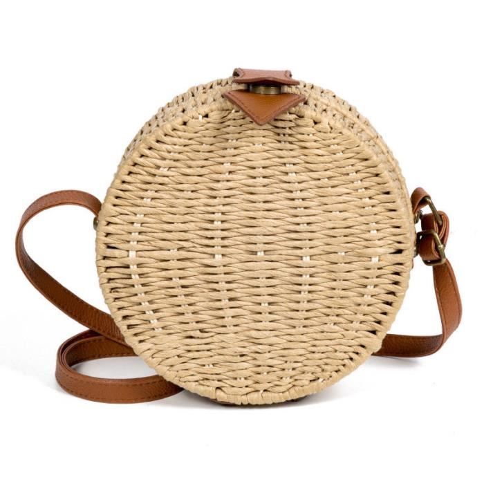 Petit sac rond en paille clearance