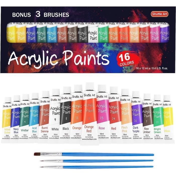 Shuttle Art Coffret Peinture Acrylique 59 Pièces Complet : 30 Couleurs, Chevalet, Toiles, Pinceaux & Palette - Kit Idéal Pour Enfants, Débutants Et Artistes