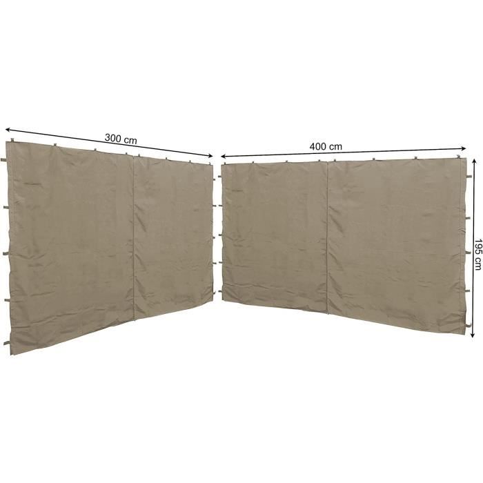 Panneaux Latéraux Pour Tonnelle 300x195cm Ou 400x195cm - PE Avec Fenêtre, Couleur Anthracite - Pour Pavillon 3x4m