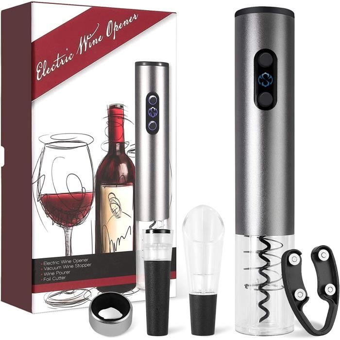 Tire-Bouchon Électrique 4 En 1 Coffret Cadeau - Ouvre Bouteille Rechargeable, Aérateur Vin, Coupe-Capsule, Bouchon Vide