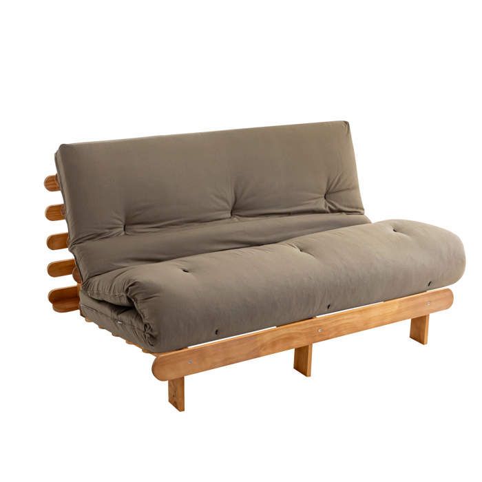 Ensemble matelas futon en coton et structure en bois massif naturel 140x200 Taupe - Terre de Nuit Ensemble matelas futon en coton et structure en bois massif naturel 140x200 Taupe - Terre de Nuit