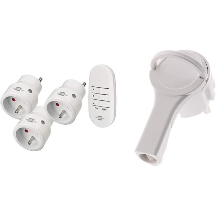 Lot De 5 Prises Télécommandées Type F – 2 Télécommandes, 30m, 3680W, 16A