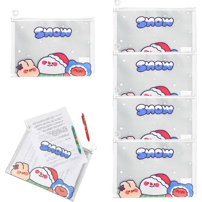 Lot De 5 Poches Zippées A4 Transparentes Durable 247901 - Idéales Pour Documents Et Fournitures De Bureau