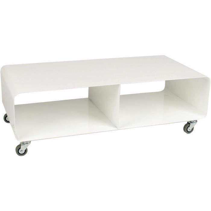 Meuble TV Lounge Blanc Avec Roulettes - 30x90x42 Cm - Style Rétro Années 70 - Kare Design