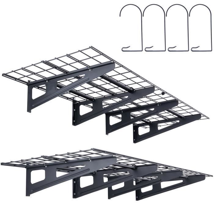 Etagere Murale Garage - VEVOR - 1220 x 620 x 200 mm Lot de 2 Charge 113 4 kg Porte - outils en métal suspendu pour Magasins