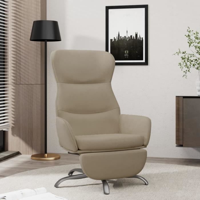 vidaxl chaise de relaxation et repose-pied gris clair tissu microfibre  3097480