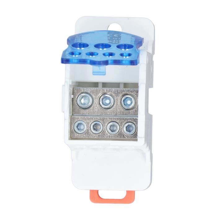 Bornier De Distribution Rail DIN 125A 690V - Boîtier Ignifuge Bleu - Pour Armoire électrique Haute Tension