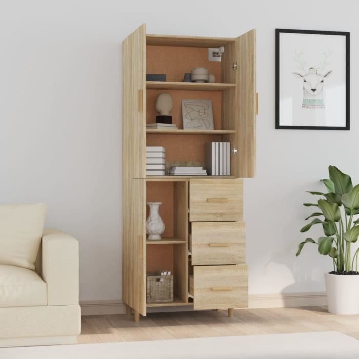 Buffet Bas Noir 102x33x75 Cm - Bois D'ingénierie - Portes Affleurantes - Rangement Pratique Pour Salon Ou Salle à Manger - 4
