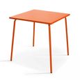 Ensemble table de jardin et 4 chaises en métal - OVIALA - Palavas - Orange - Carré - Meuble de jardin-1