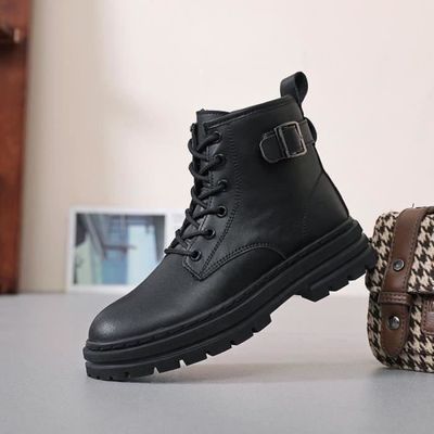 Bottine talon epais noir top