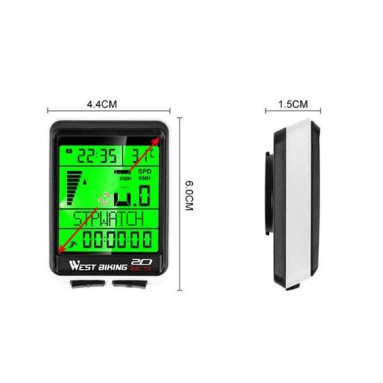Compteur De Vélo Sans Fil 19 Fonctions - Écran LCD Rétroéclairé, Étanche IP65 - Vitesse, Distance, Calories - Pour VTT Et Ville
